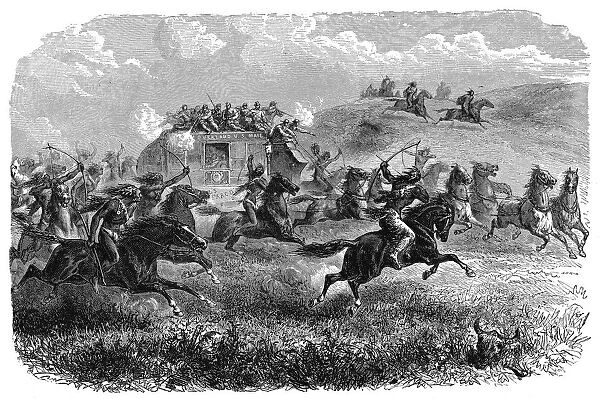 Mail coach attacked by Native American Indians, 1867