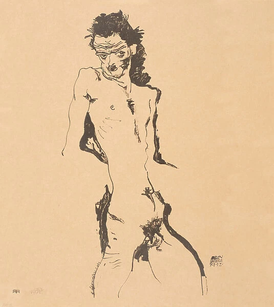 Male Nude (Self-Portrait), 1912. Creator: Schiele, Egon (1890-1918)