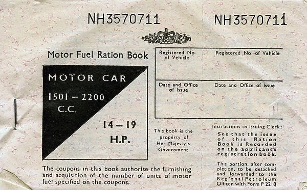 Motor fuel ration book, c1950s