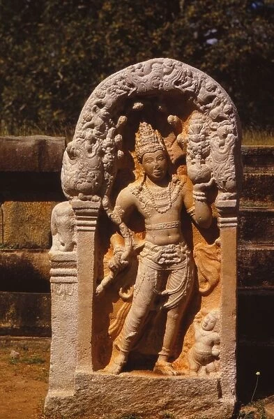 Naga King on a Guardstone at entrance to Ratanapasada, Anuradhapura, 8-9th century. (20th century)