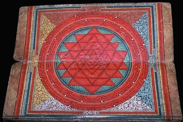 Nepalese yantra painted on manuscript, 16th century