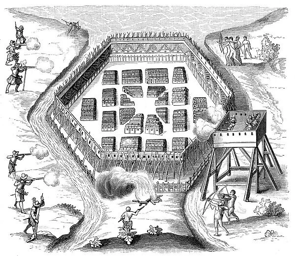 Onondaga village attacked by the French explorer Samuel de Champlain, 1615