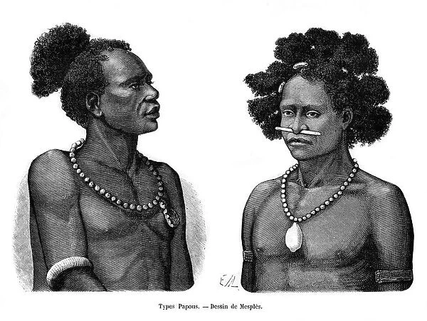 Papuan types, 19th century. Artist: Mesples