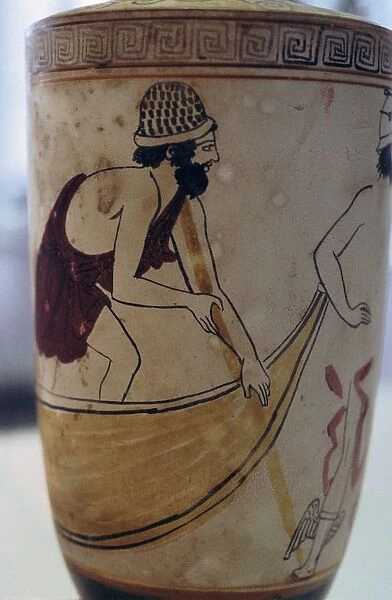 Pot showing Charon and Hermes in the underworld
