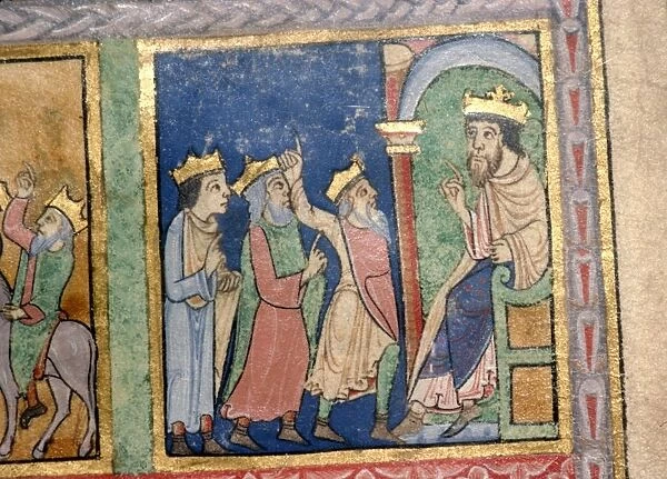 Detail from a Psalter the Magi and Herod, c1140