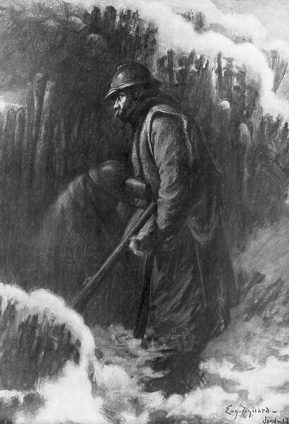 Sentry duty at a Small Post, First World War, January 1917. Artist: Eugene Zigliara