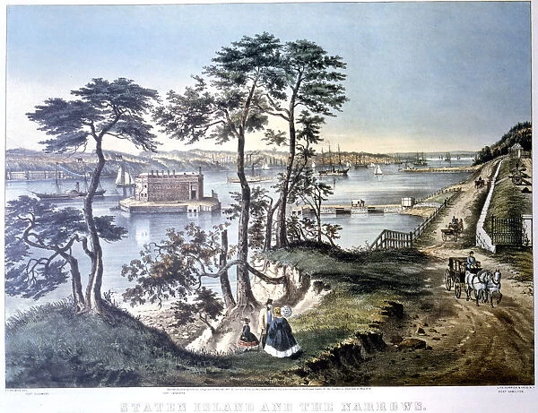 Staten Island and the Narrows, New York, USA, c1834-c1876. Artist: Frances Flora Bond Palmer