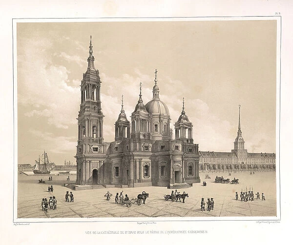 View of the Saint Isaacs Cathedral at the Time of Catherine II (From: The Construction of the Saint Isaacs Cathedral), 1845. Artist: Montferrand, Auguste, de (1786-1858)