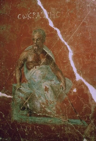 Wall-painting of the Greek philosopher Socrates, 2nd century BC