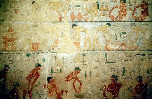 Working life in Ancient Egypt, wall painting from an artisans tomb at Saqqara