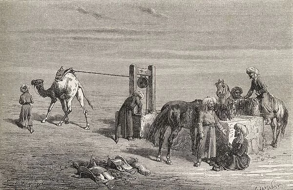A Well In The Desert Between Samarkand And Karshi, Uzbekistan In The 19Th Century. From El Mundo En La Mano Published 1878