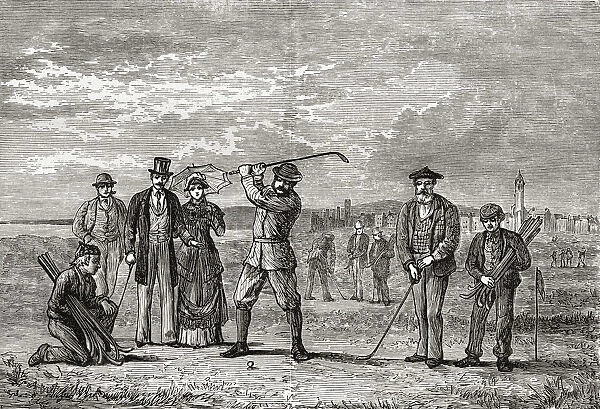 Golfers On St Andrews Links In The Town Of St Andrews, Fife, Scotland In The Late 19Th Century. From Our Own Country Published 1898