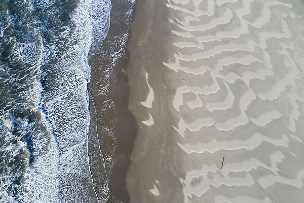 Aerial view of the North Sea beach near the Slufter valley, Noord-Holland