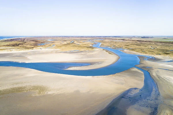 Aerial view of the Slufter valley, Texel, Noord-Holland, The Netherlands