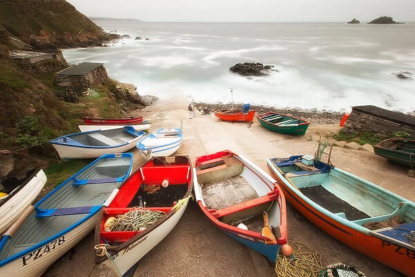 Fishing boats in Priests Cove, Cornwall, Cornwall, England