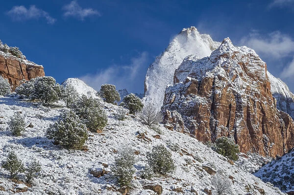 Peaks in winter, Zion National Park, Utah