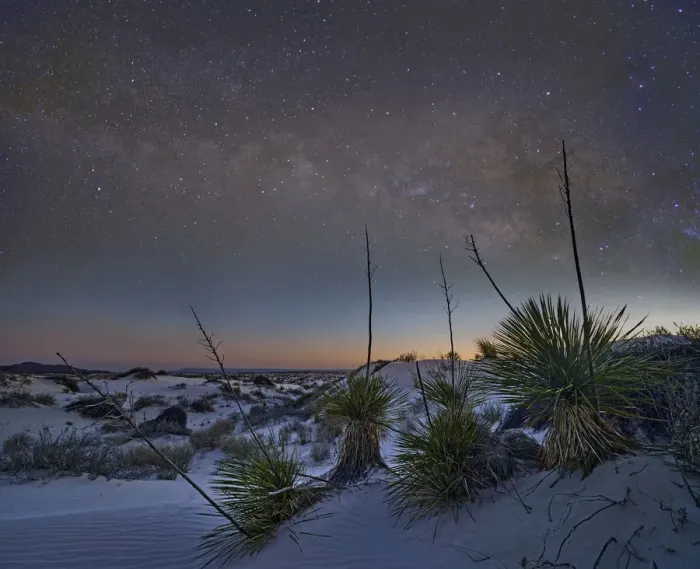 Framed Print : Salt flats at night, Guadalupe Mountains National Park, Texas