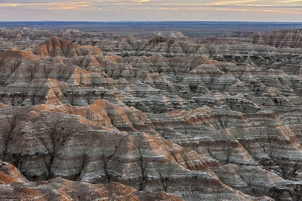 Sandstone rock formations, Badlands National Park, South Dakota