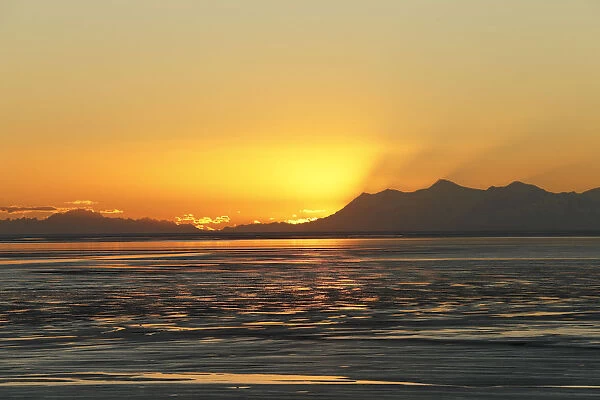 Sunset across Turnagain Arm, outside Anchorage, Alaska, United States