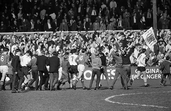 Fulham 1 v. Stoke 1. 1966 League campaign. Fans invade the pitch 2nd