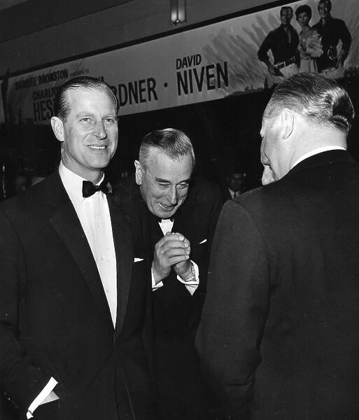 Prince Phillip with his uncle, Earl Mountbatten attending the premiere of
