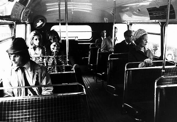 Skeleton on the bus with Pop Singer Elmer Gantry 1969