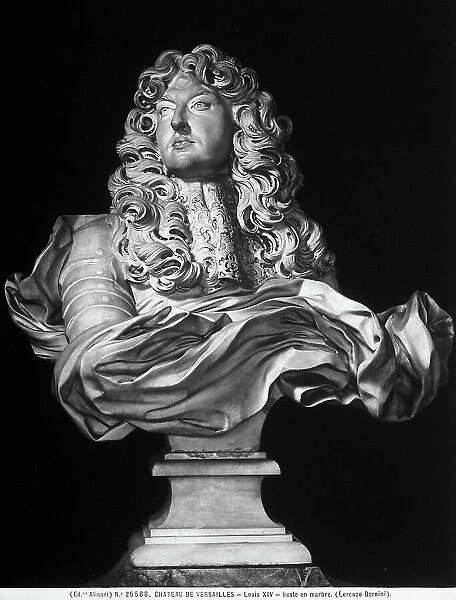 Marble bust-portrait of Louis XIV by Gian Lorenzo Bernini, preserved in the Museum of the Castles of Versailles and Trianon, Versailles