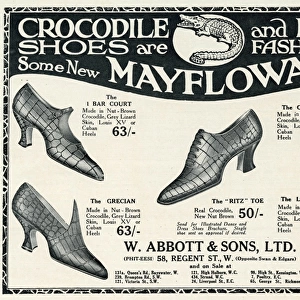 Advert for Mayflowa crocodile and lizard womens shoes 1923
