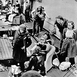 American Red Cross Workers watch a U-boat battle; Second Wor