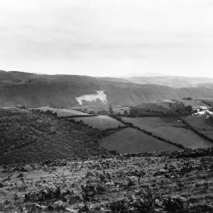 The famous chalk stag on the hillside, Rheidol Valley, north Wales. Date: 1939