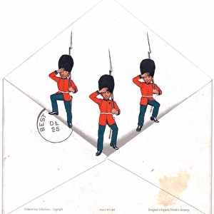 Three guardsmen in an envelope on a Christmas card