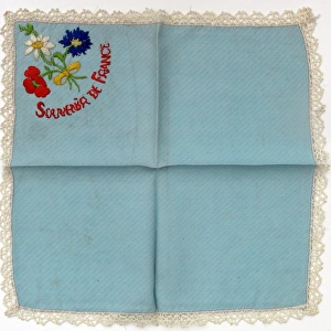 Lace handkerchief with flowers and Souvenir of France