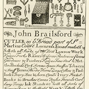 London Trade Card - John Brailsford, Cutler