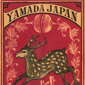 Old Japanese Matchbox label with a deer