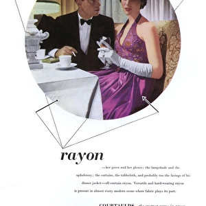 Rayon advert with couple, 1951