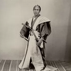 Samurai with two swords in long trousers, Japan