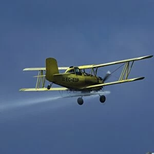 Plane Crop spraying in Adalucia, Spain, January