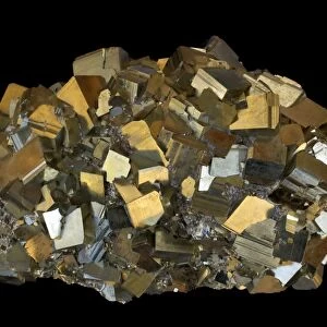 Pyrite (FeS2) (Iron sulfide) - Peru - Popularly known as "fool's gold" - Formerly used in the production of sulfuric acid