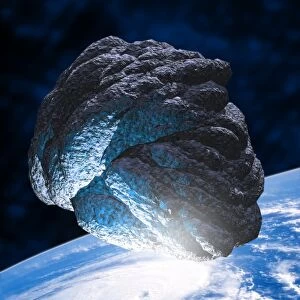 Asteroid approaching Earth, artwork