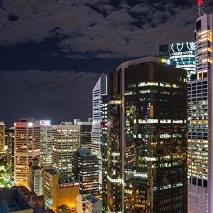 Aerial view of Brisbane city after dark, Brisbane, Queensland, Australia, Pacific