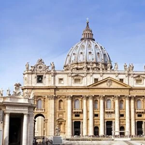 Facade of St. Peters Basilica, Piazza San Pietro, Vatican City, UNESCO World Heritage Site