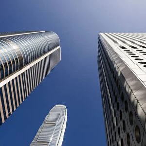 Low angle view of modern architecture, Central, Hong Kong, China, Asia