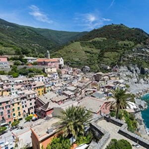 The view from the top of Doria Castle with breathtaking views over Vernazza and the