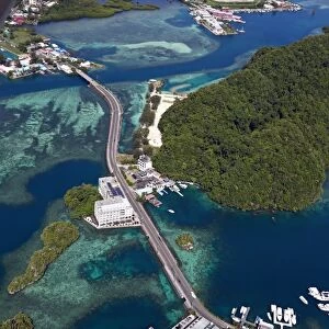 Aerial view of Koror, Koror Island, Republic of Palau, Micronesia, Pacific Ocean