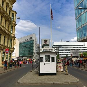 Checkpoint Charlie old East West border crossing post in Friedrichstrasse in Berlin, Germany
