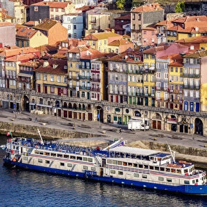 Colourful houses of Ribeira, elevated view, Porto, Portugal
