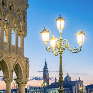Dusk in Piazzetta San Marco, Venice, Veneto, Italy