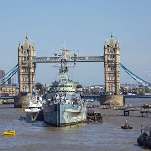 HMS Belfast & Tower Bridge, London, England, UK