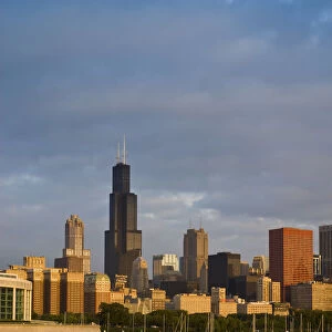 Illinois, Chicago, Lake Michigan and Skyline including Sears Tower