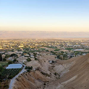 Palestine, West Bank, Jericho. High-angle view of Jericho town from the slopes of